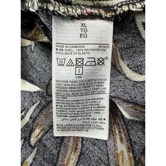 Old Navy Tropical Palm Leaf Maxi Dress XL Black Brown Waist Defined Tropical - Picture 12 of 15